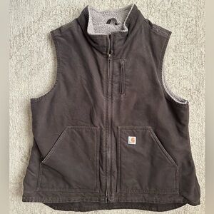 Carhartt Men's Washed Duck Sherpa-lined Mock Neck Vest